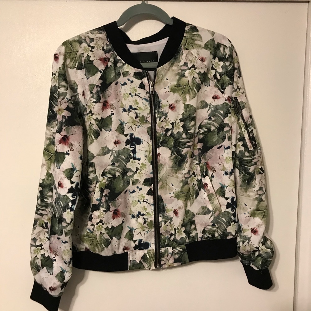 Floral sanctuary bomber jacket